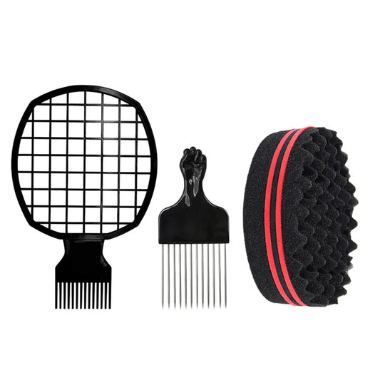 Men's Hair Pick and Sponge Brush