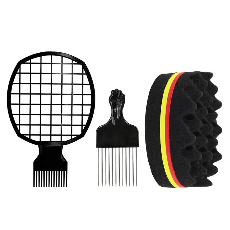 Men's Hair Pick and Sponge Brush